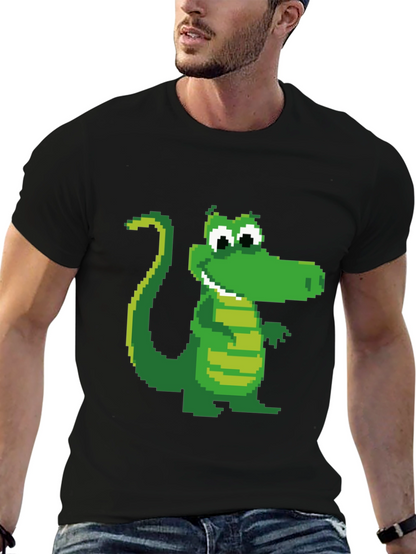 Pixel Crocodile Black T-Shirt