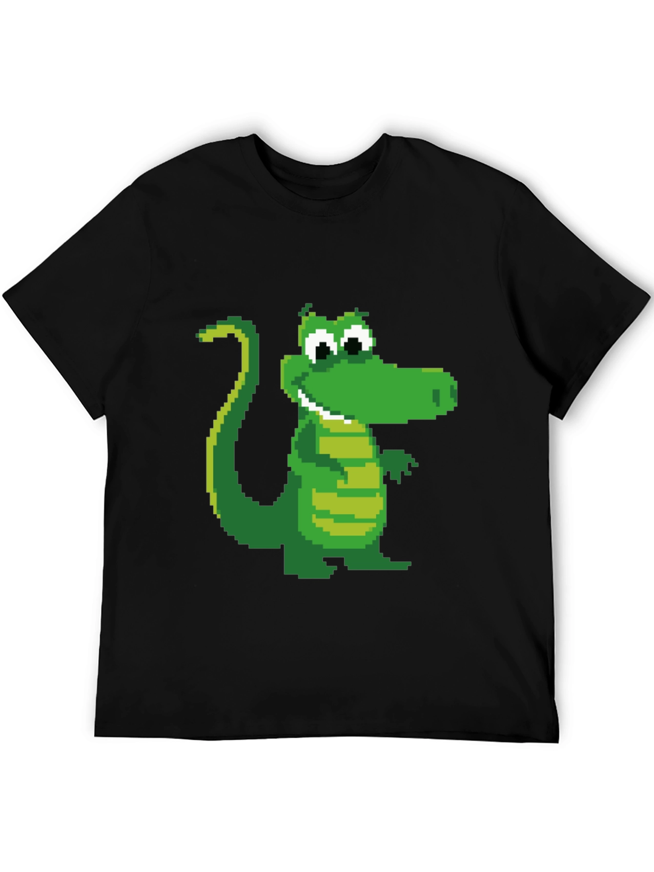 Pixel Crocodile Black T-Shirt