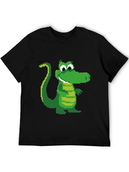 Pixel Crocodile Black T-Shirt