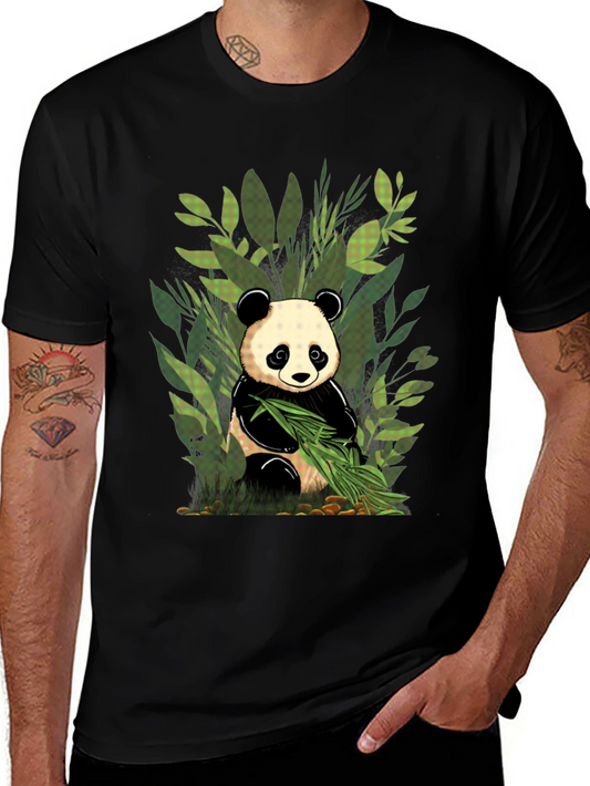 Panda Graphic Tee - Black Cotton T-Shirt