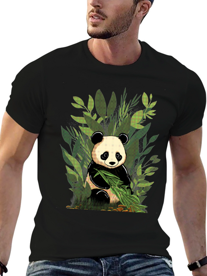 Panda Graphic Tee - Black Cotton T-Shirt