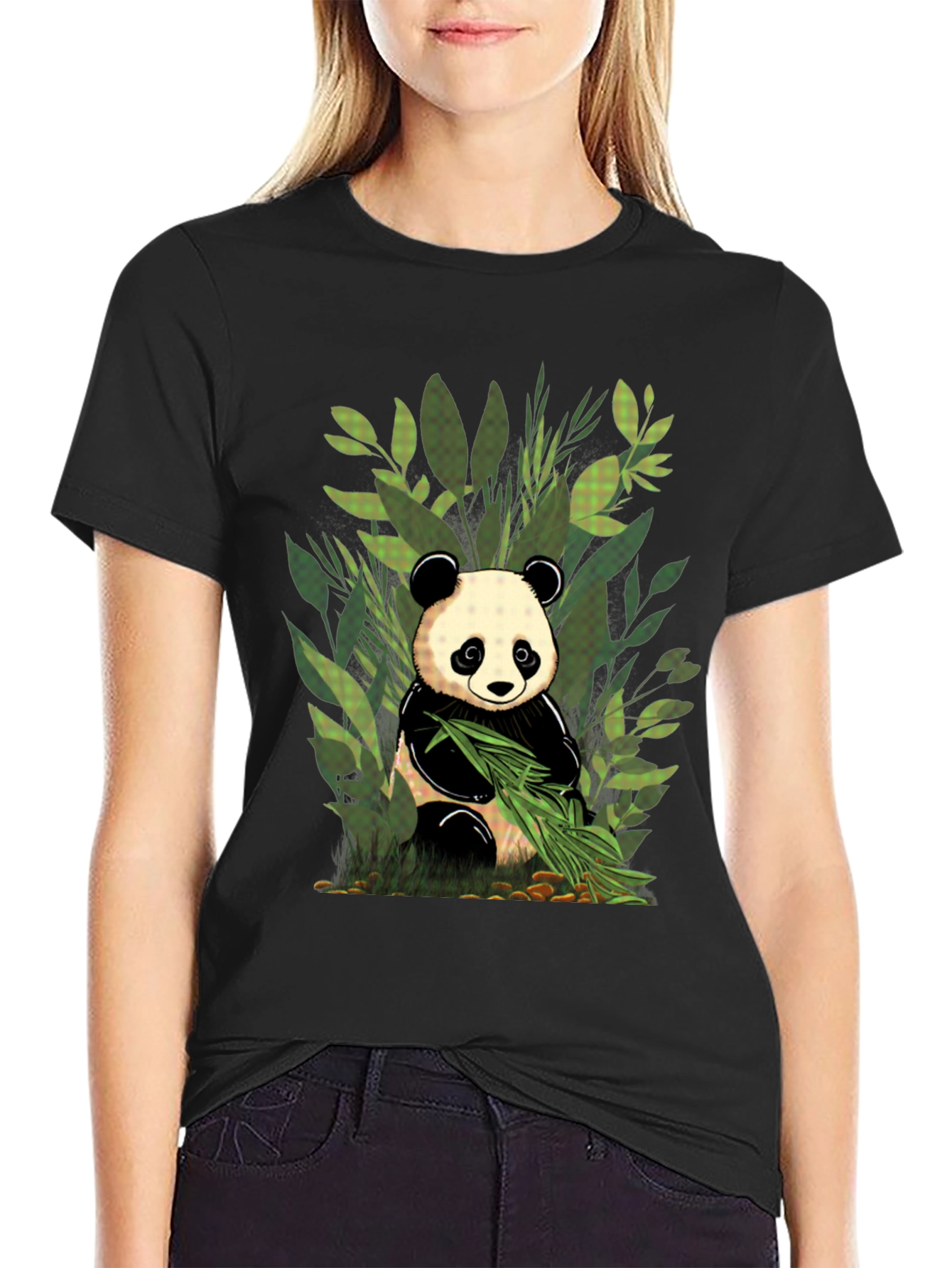 Panda Graphic Tee - Black Cotton T-Shirt