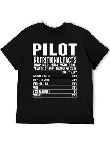 Pilot Nutritional Facts Novelty Graphic T-Shirt
