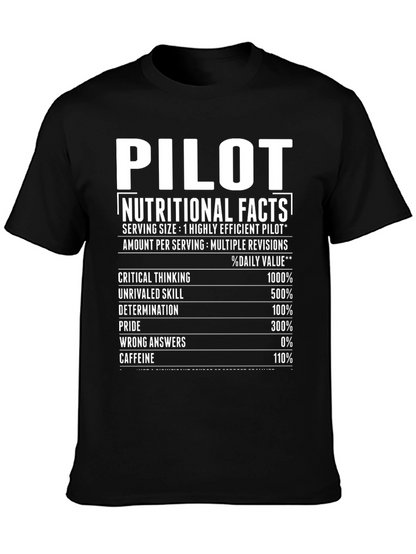 Pilot Nutritional Facts Novelty Graphic T-Shirt