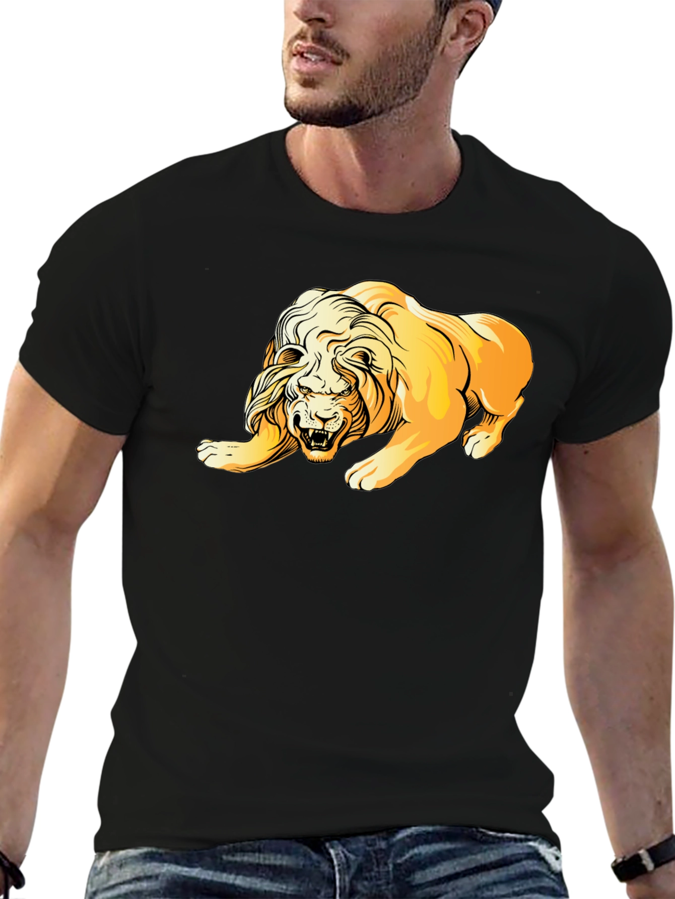 Lion Graphic T-Shirt - Bold Animal Print Tee