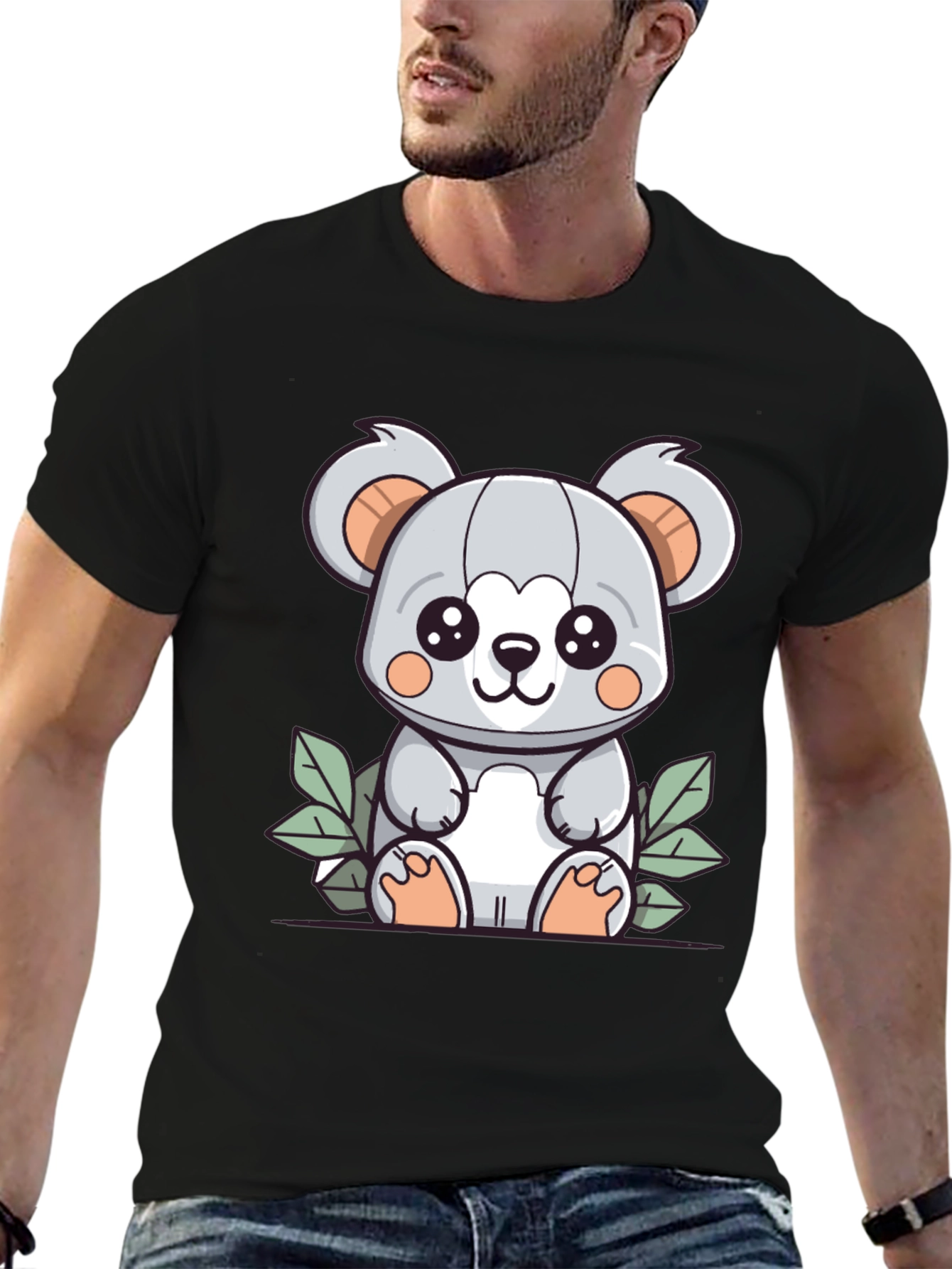 Cute Koala Graphic T-Shirt - Black Cotton Tee