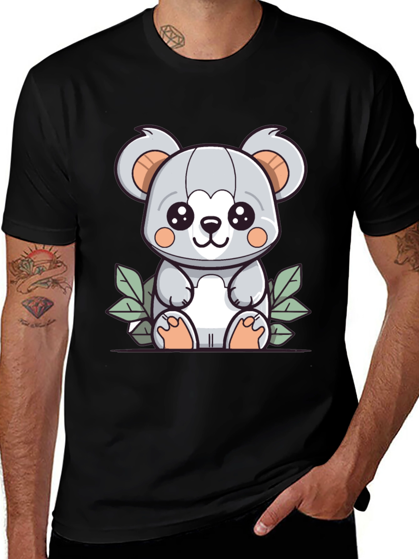 Cute Koala Graphic T-Shirt - Black Cotton Tee
