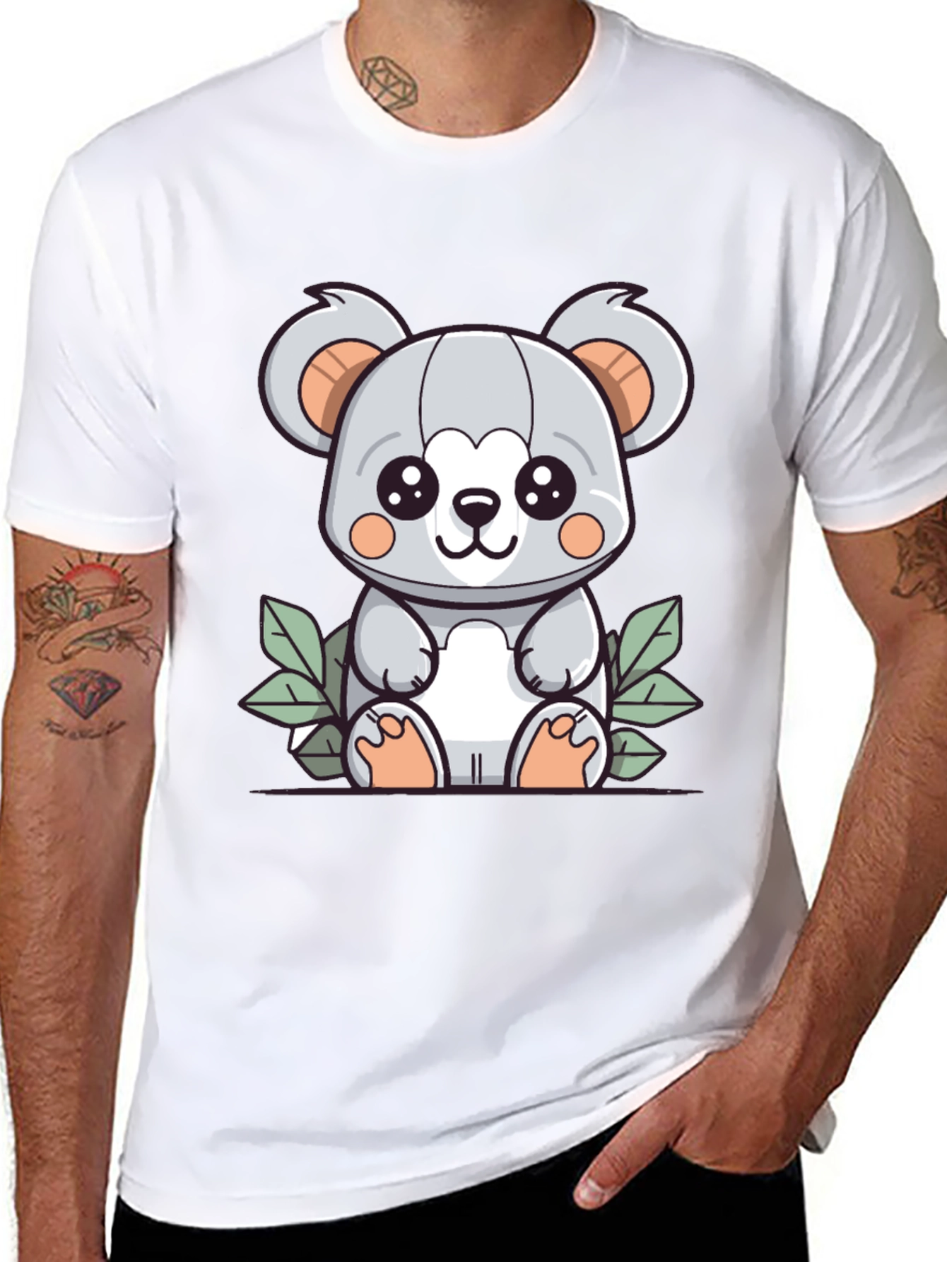 Cute Koala Graphic T-Shirt - Black Cotton Tee