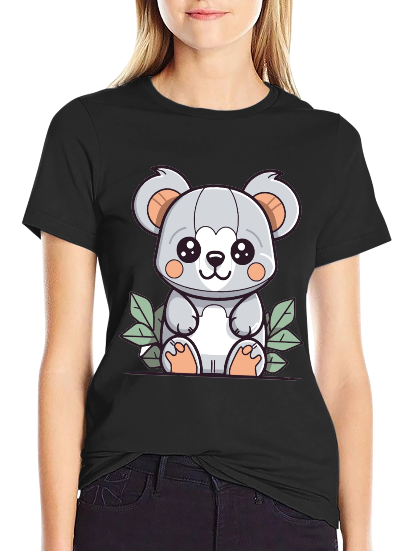 Cute Koala Graphic T-Shirt - Black Cotton Tee
