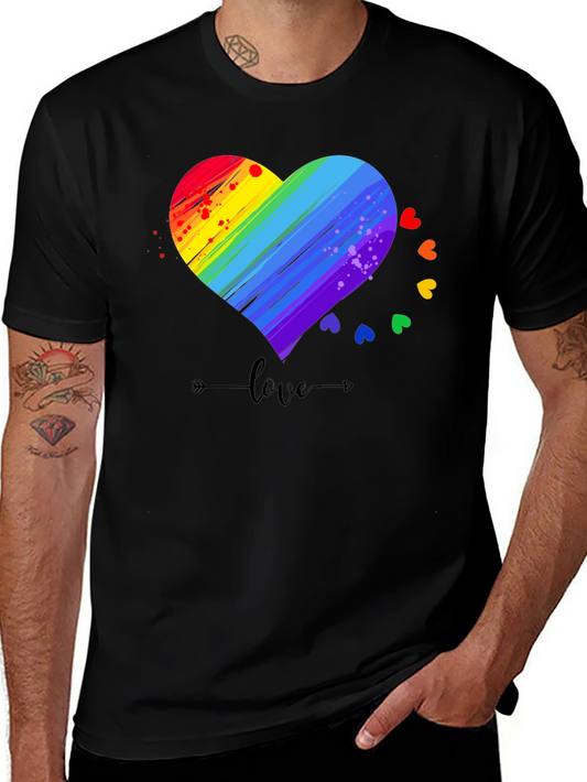 Rainbow Heart Love T-Shirt LGBT Pride Tee