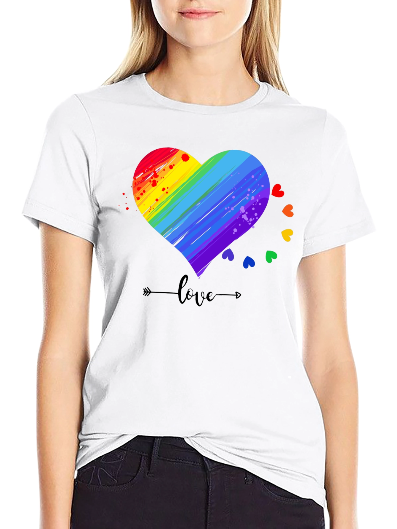 Rainbow Heart Love T-Shirt LGBT Pride Tee