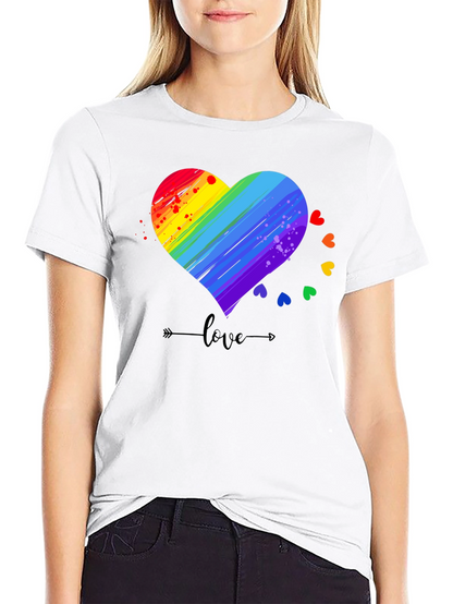 Rainbow Heart Love T-Shirt LGBT Pride Tee