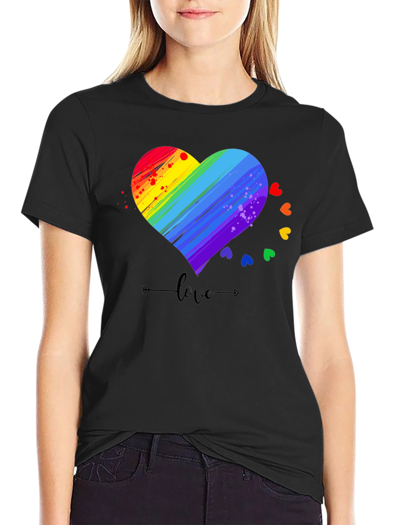 Rainbow Heart Love T-Shirt LGBT Pride Tee
