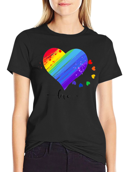 Rainbow Heart Love T-Shirt LGBT Pride Tee