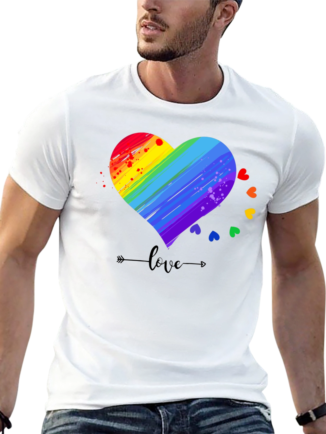 Rainbow Heart Love T-Shirt LGBT Pride Tee