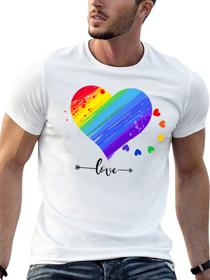 Rainbow Heart Love T-Shirt LGBT Pride Tee