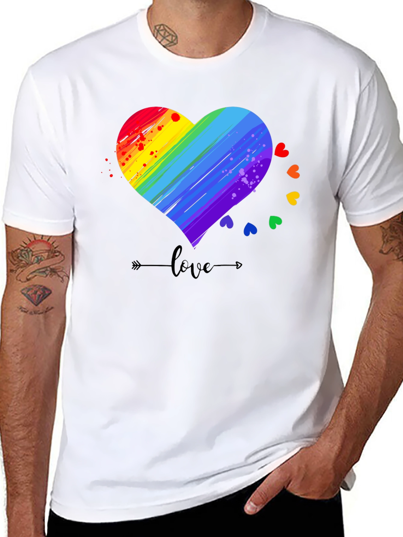 Rainbow Heart Love T-Shirt LGBT Pride Tee
