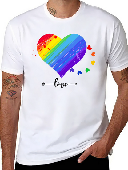 Rainbow Heart Love T-Shirt LGBT Pride Tee