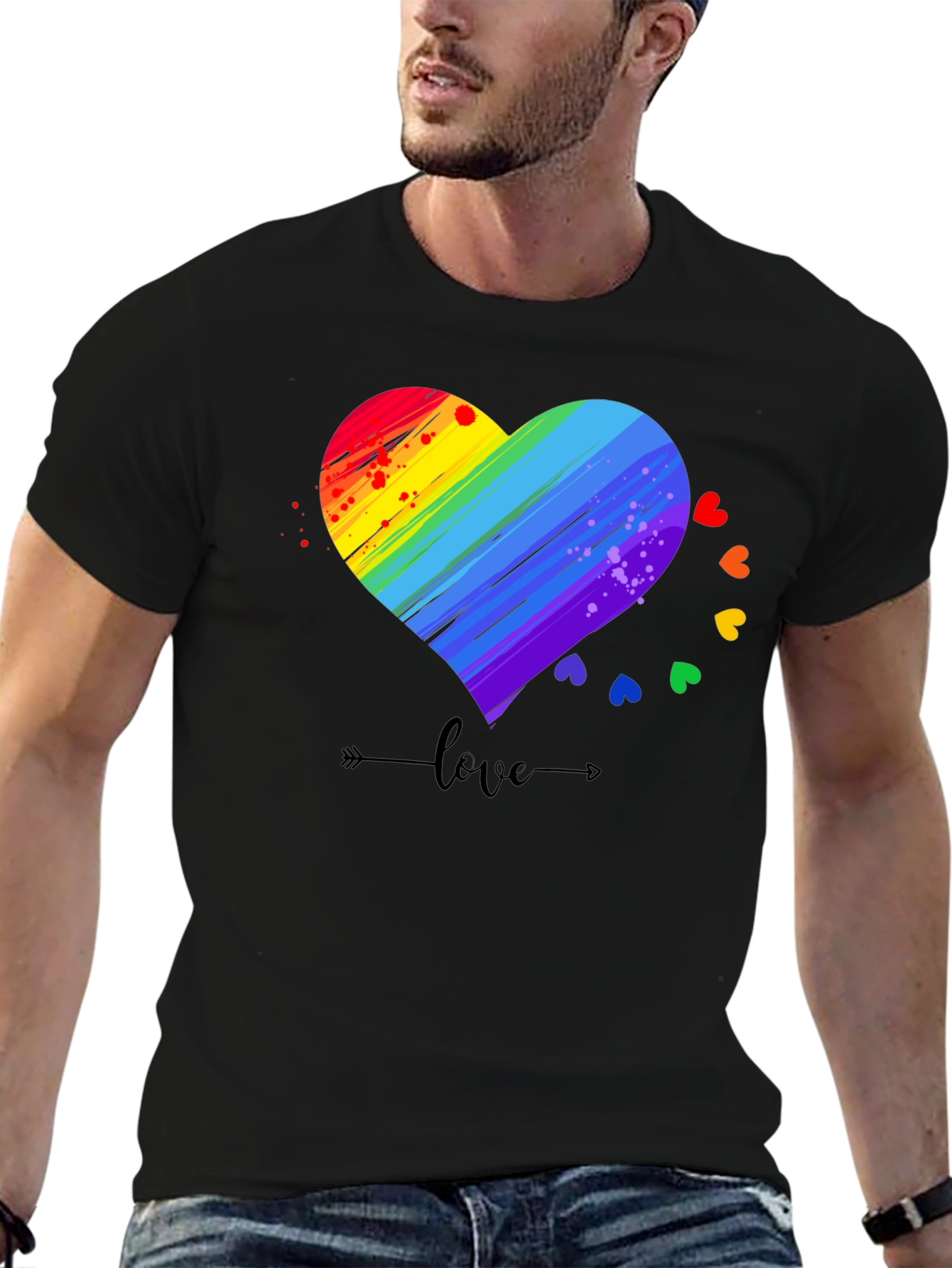 Rainbow Heart Love T-Shirt LGBT Pride Tee