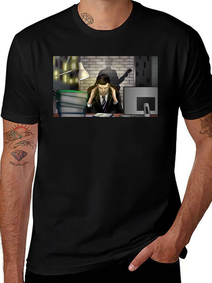 Stressed Man at Desk Graphic Tee