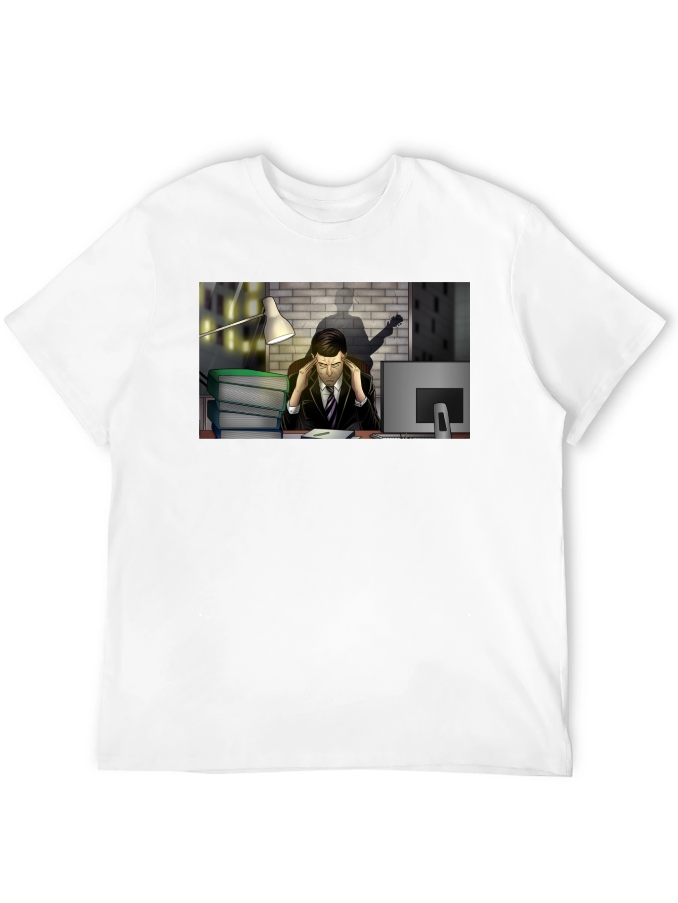 Stressed Man at Desk Graphic Tee