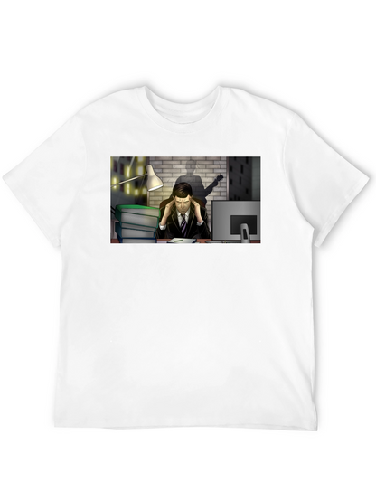 Stressed Man at Desk Graphic Tee