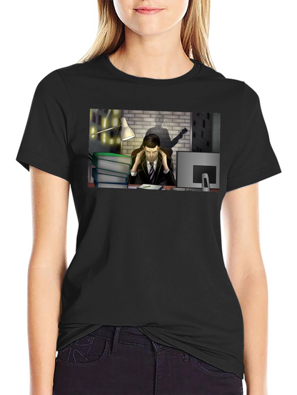 Stressed Man at Desk Graphic Tee