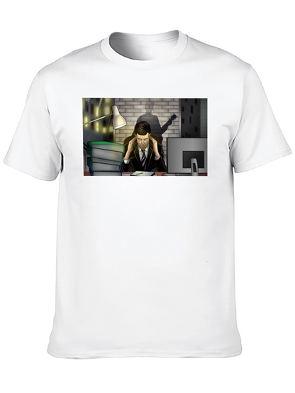 Stressed Man at Desk Graphic Tee