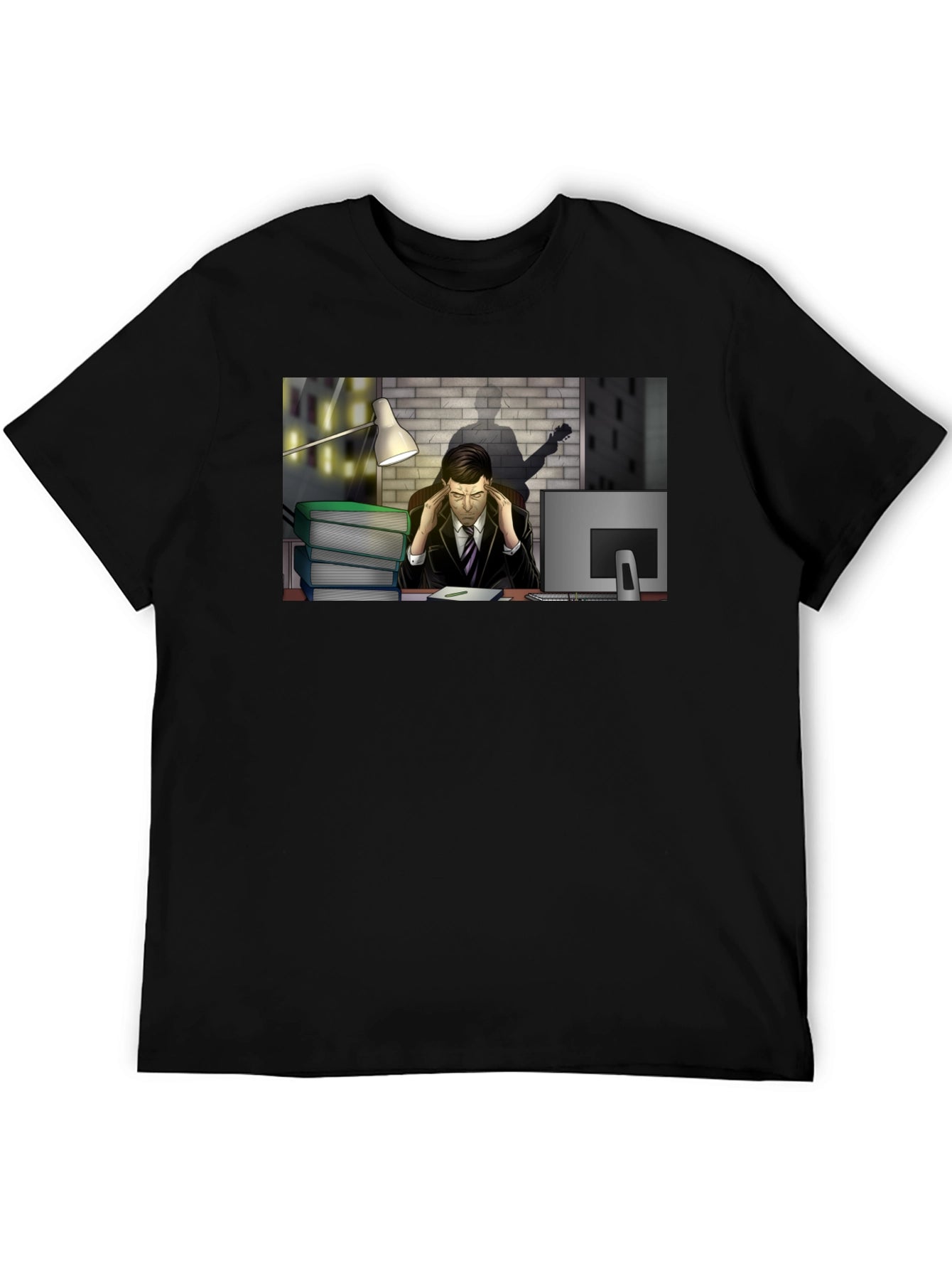 Stressed Man at Desk Graphic Tee