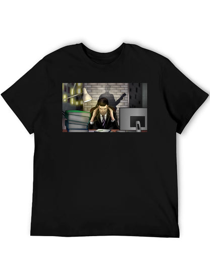Stressed Man at Desk Graphic Tee
