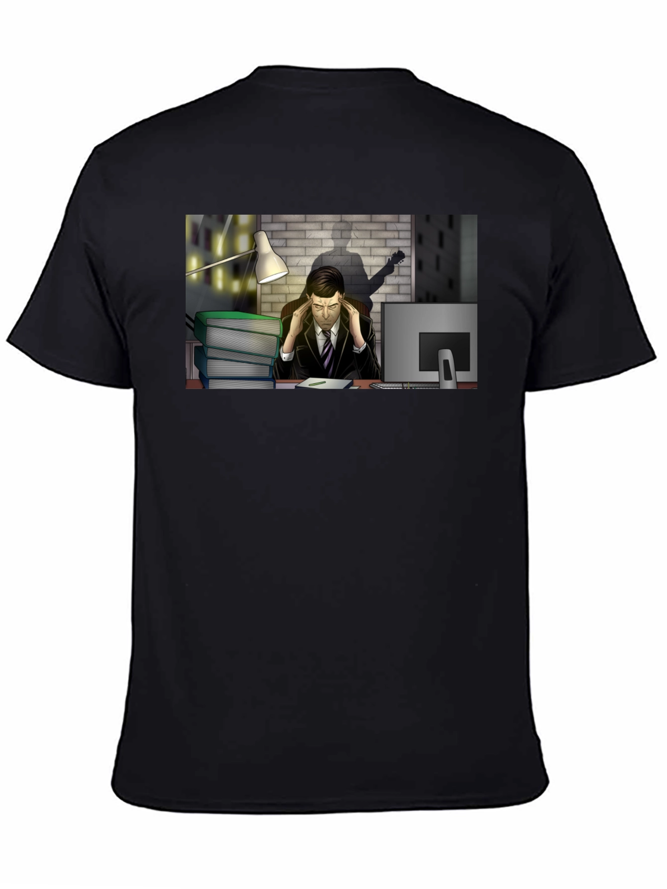 Stressed Man at Desk Graphic Tee