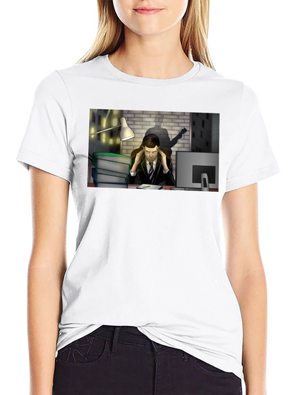 Stressed Man at Desk Graphic Tee