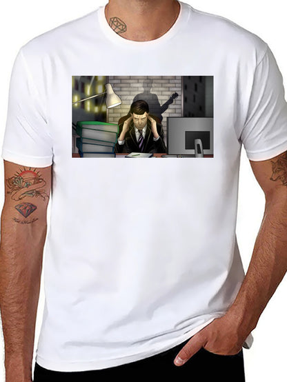Stressed Man at Desk Graphic Tee