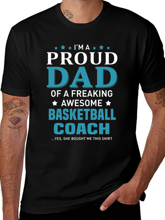 Proud Dad Basketball Coach Graphic Tee
