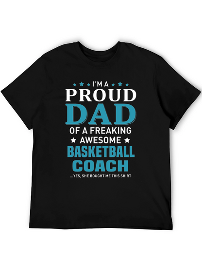 Proud Dad Basketball Coach Graphic Tee