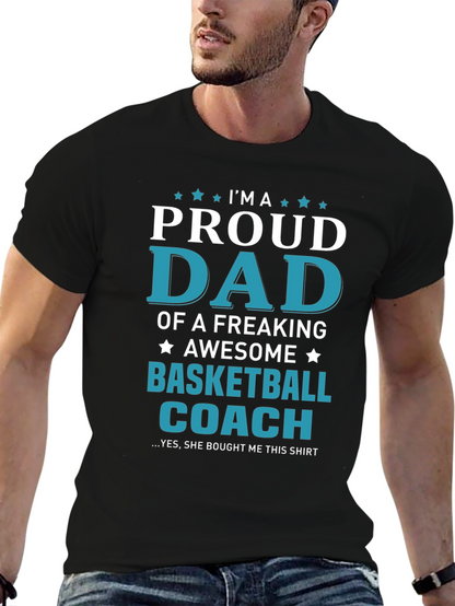 Proud Dad Basketball Coach Graphic Tee