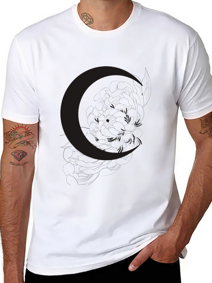 Mens Black Crescent Moon Graphic Tee