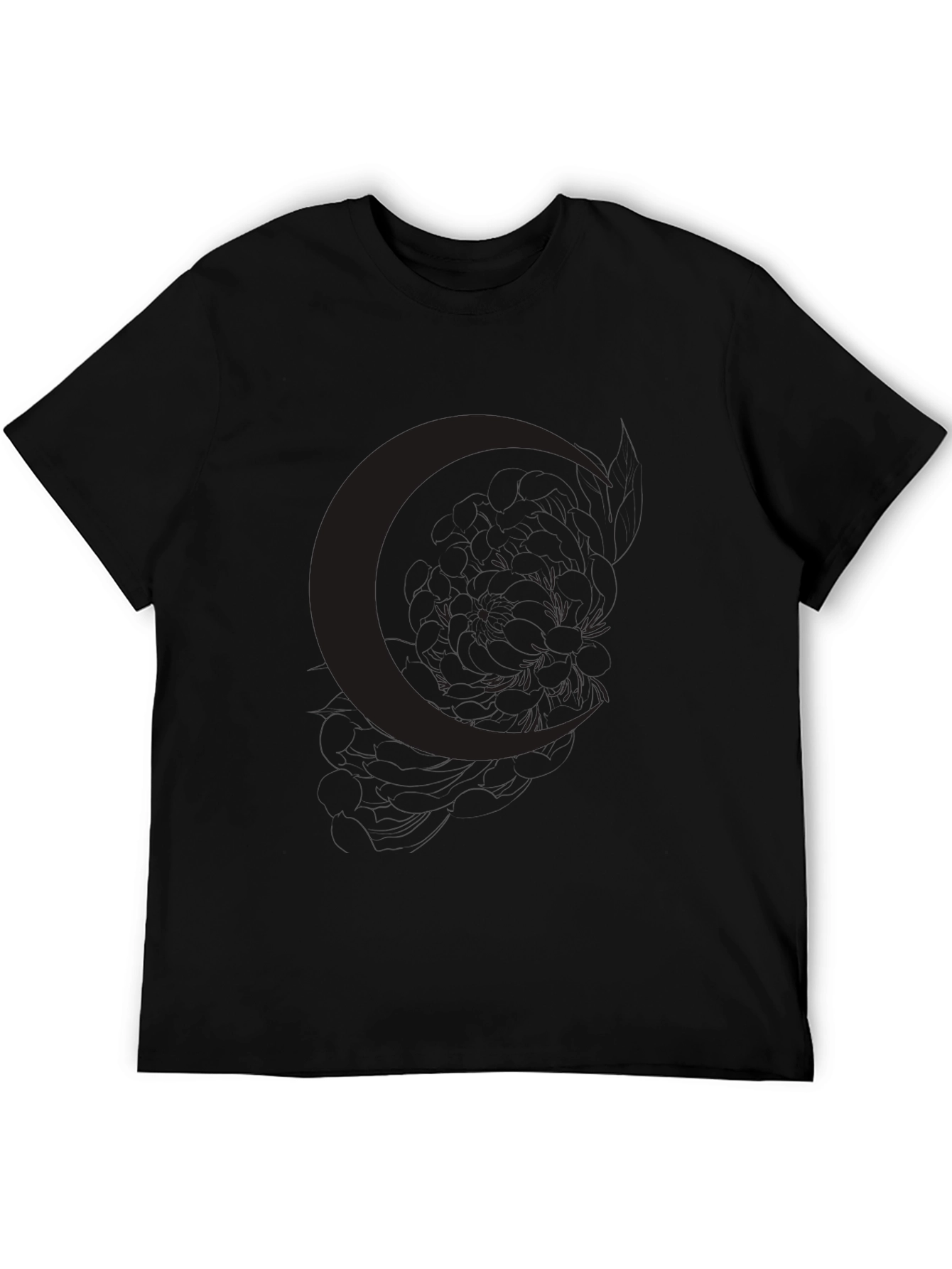 Mens Black Crescent Moon Graphic Tee