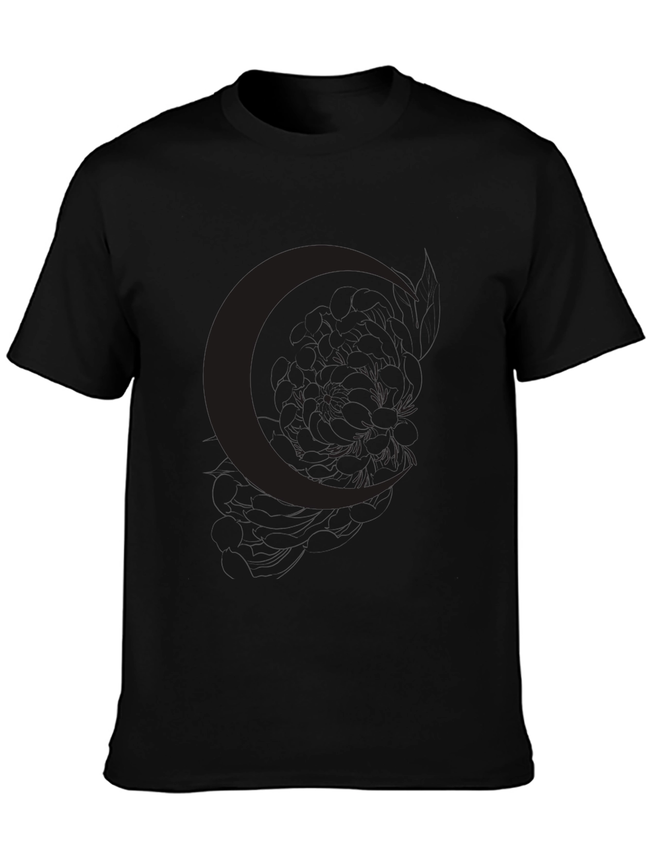 Mens Black Crescent Moon Graphic Tee