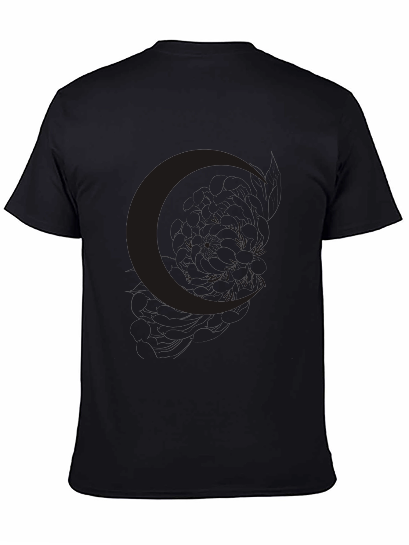 Mens Black Crescent Moon Graphic Tee