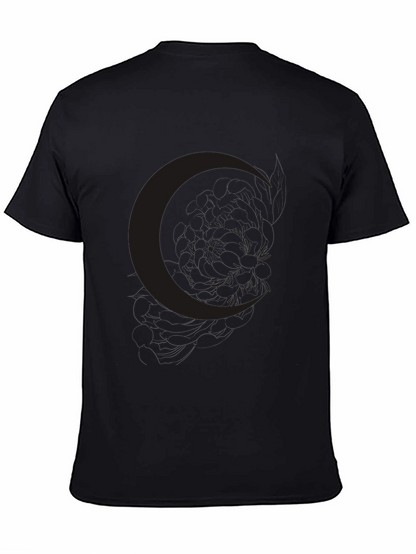 Mens Black Crescent Moon Graphic Tee