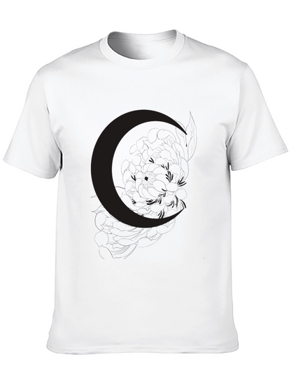 Mens Black Crescent Moon Graphic Tee