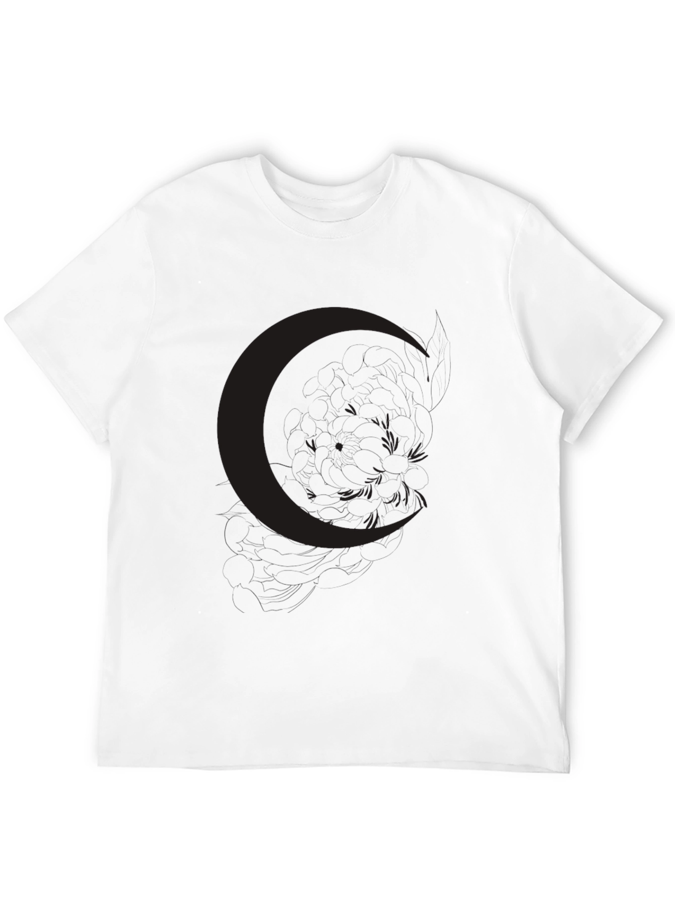 Mens Black Crescent Moon Graphic Tee