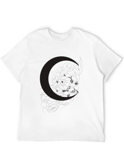 Mens Black Crescent Moon Graphic Tee
