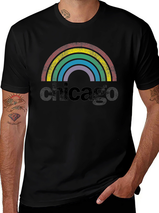 Chicago Rainbow Retro Graphic T-Shirt