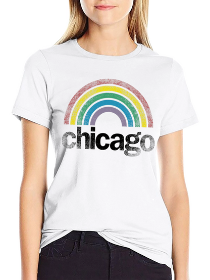 Chicago Rainbow Retro Graphic T-Shirt