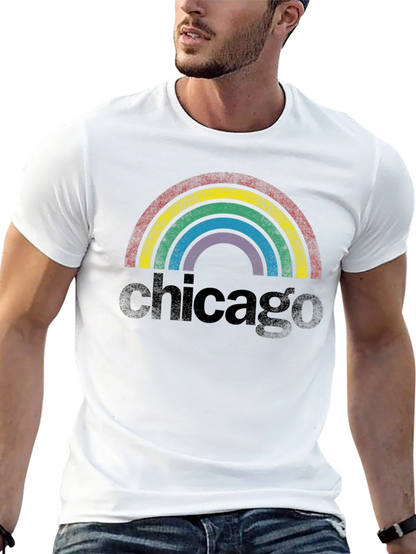 Chicago Rainbow Retro Graphic T-Shirt