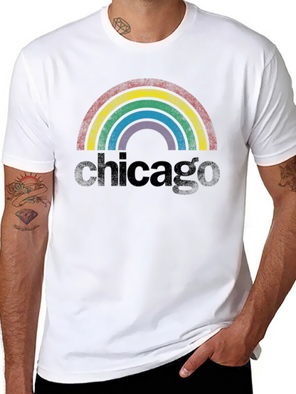 Chicago Rainbow Retro Graphic T-Shirt