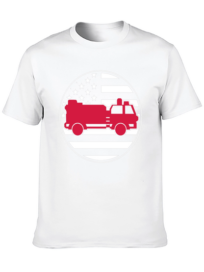 Fire Truck American Flag Graphic Tee