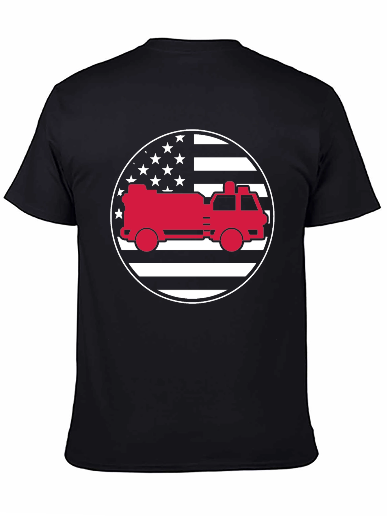 Fire Truck American Flag Graphic Tee